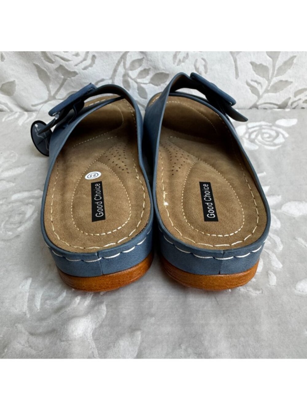 Hamden Platform Slide Sandal Blue With Buckle & Stitch Size 9.5 Good Choice - Picture 5 of 7